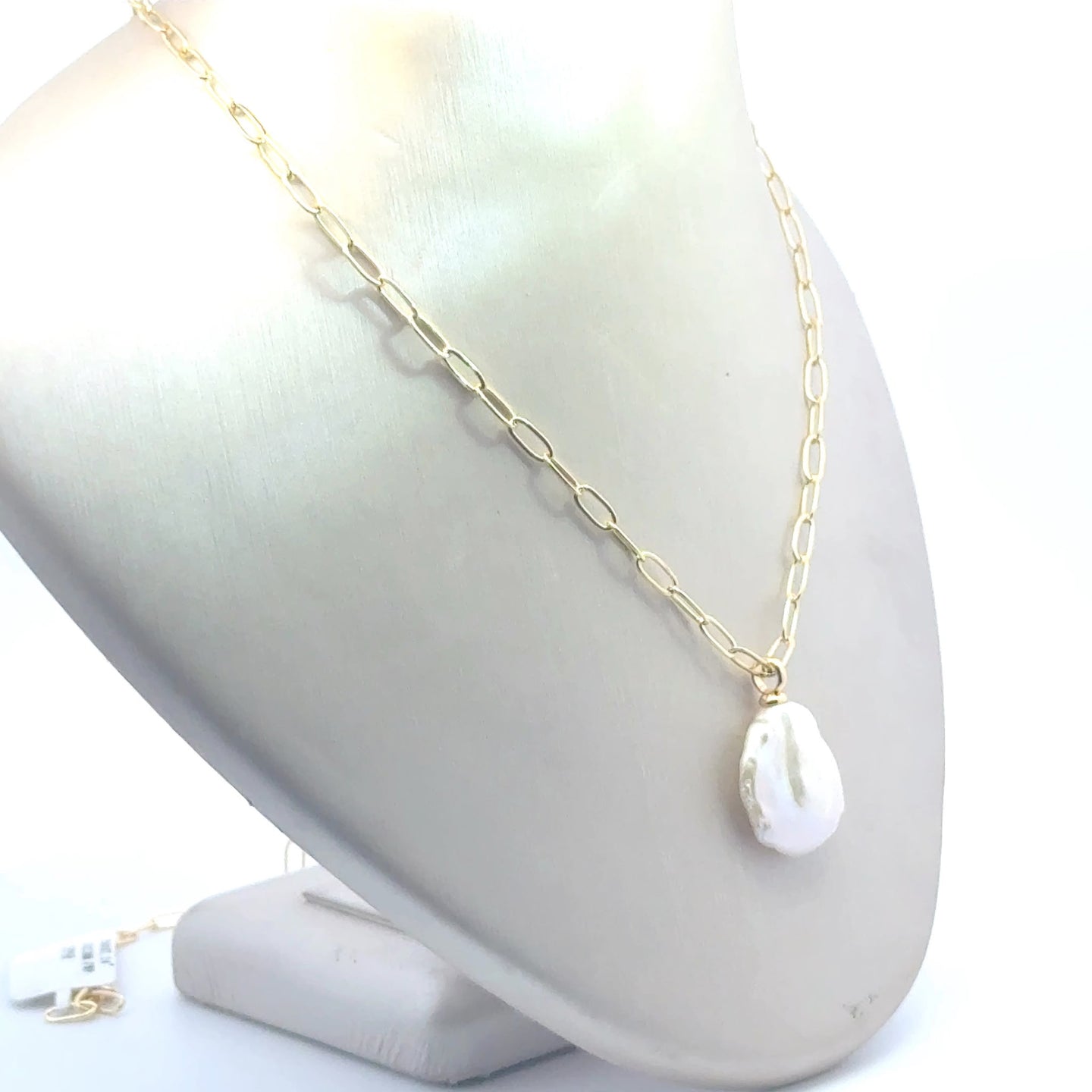 Freshwater Pearl Paperclip Chain Necklace - Vincent Peach Fine Jewelry
