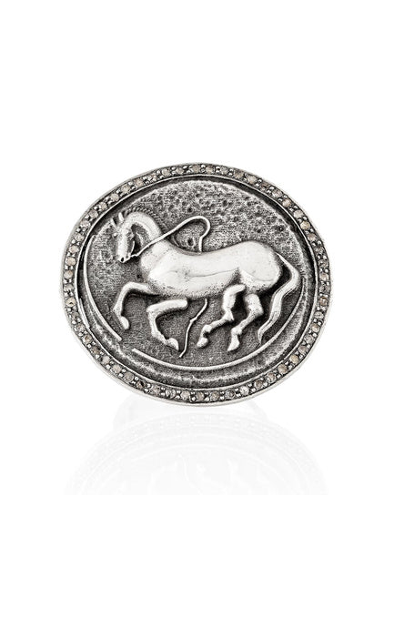 Diamond Trojan Coin Ring by Vincent Peach