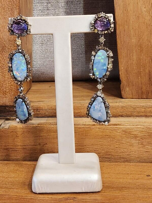 Opal Amethyst Earrings