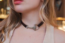 Diamond and Leather Equestrian Choker and Bracelet