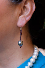Leather and Tahitian Pearl Earrings