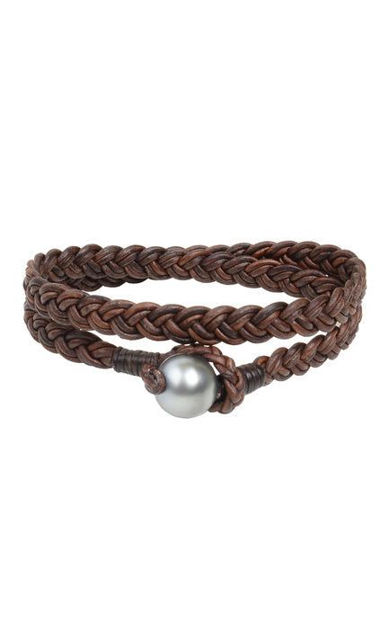 Tahitian Pearl Double Wrap Braid Bracelet by Vincent Peach