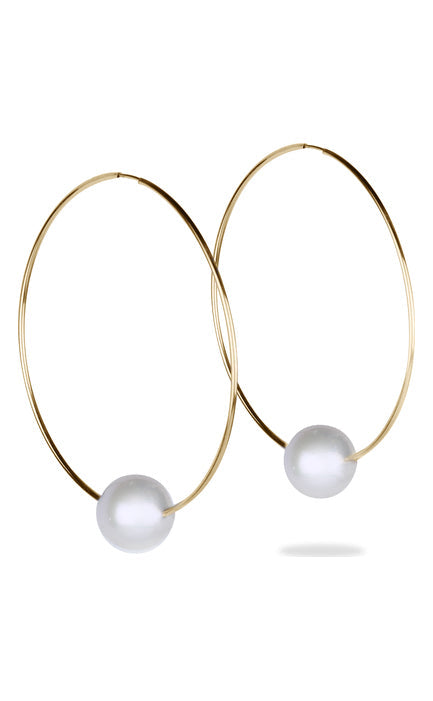 Biltmore Pearl & Diamond Hoop Earrings by Vincent Peach
