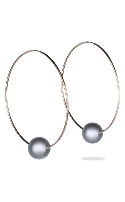 Biltmore Pearl & Diamond Hoop Earrings by Vincent Peach, view 6