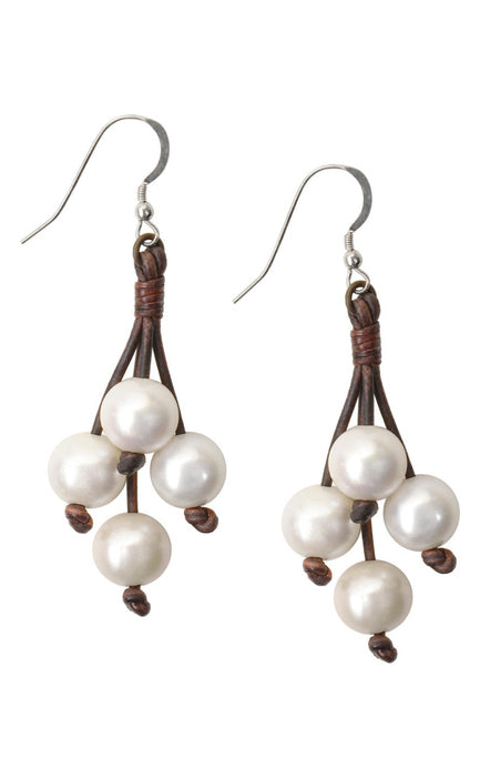 Freshwater Pearl Boho Tassel Earrings by Vincent Peach