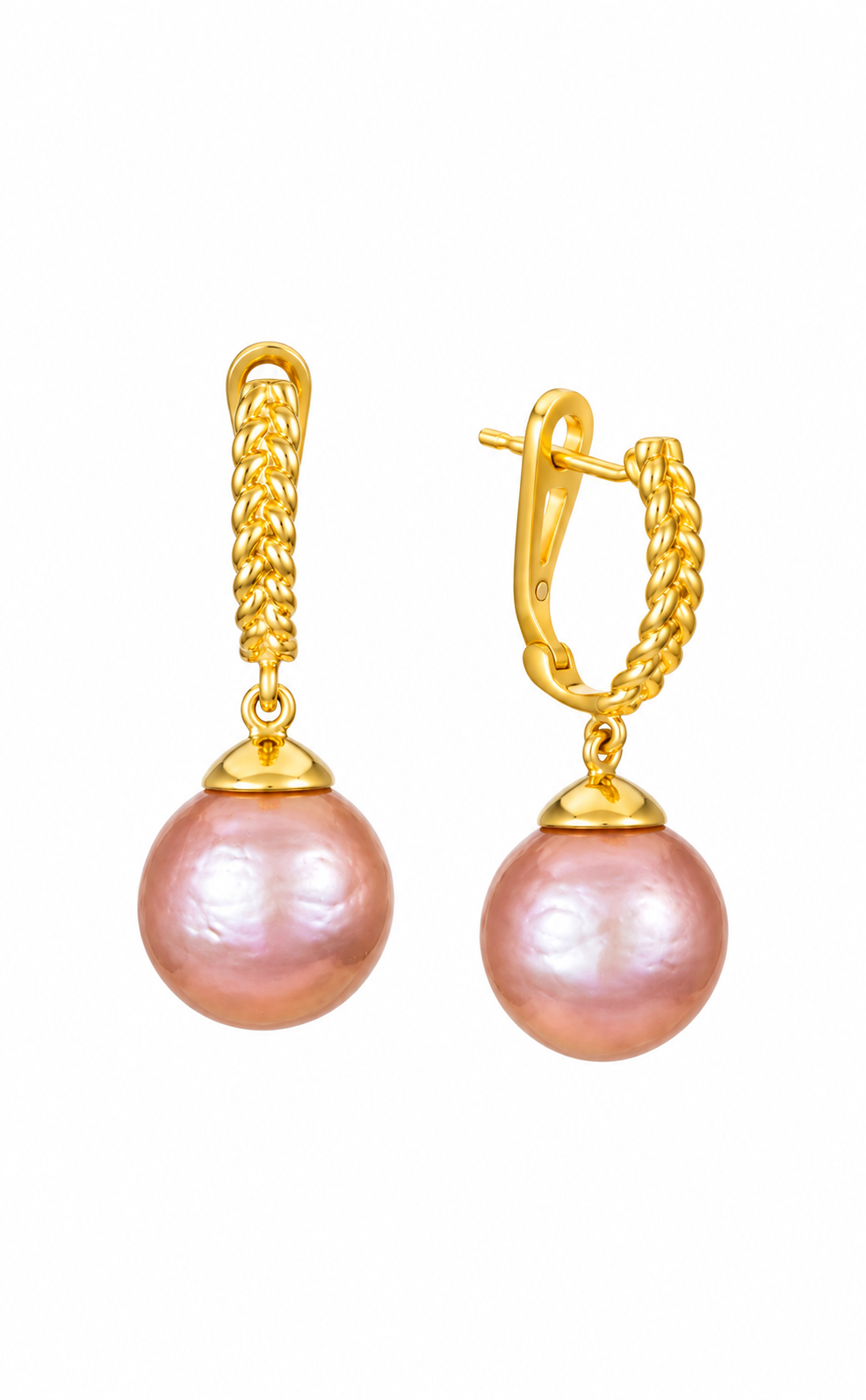 Tahitian Pearl Gold Drop Earrings by Vincent Peach, view 3
