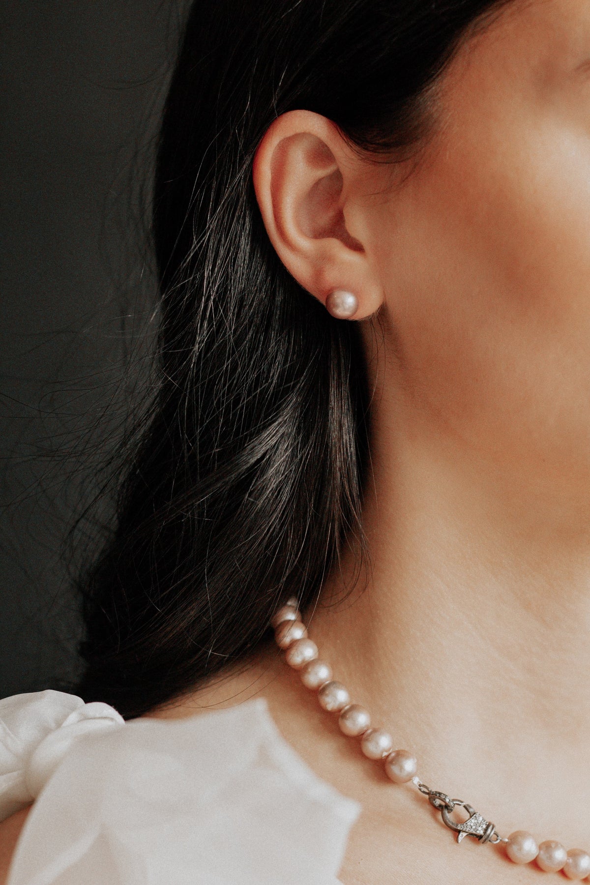 Dusty Rose 9mm Pearl Necklace by Vincent Peach, view 3