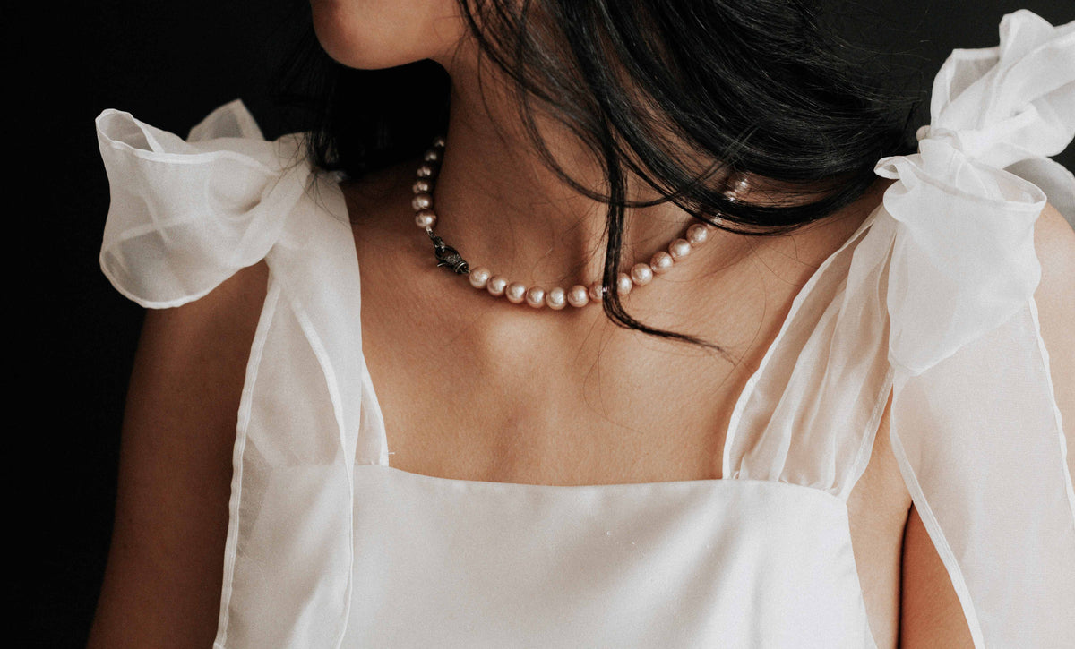 Dusty Rose 9mm Pearl Necklace by Vincent Peach, view 7