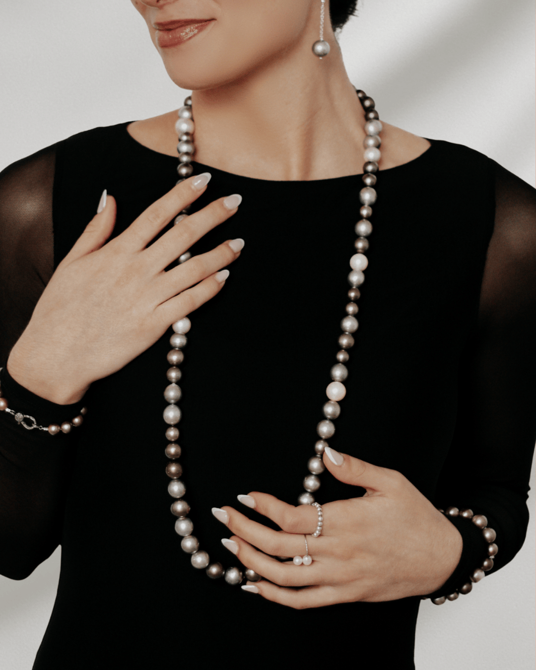 Long Knotted Tahitian Pearl Necklace by Vincent Peach