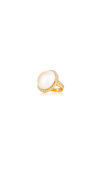 Natural Pearl Diamond Ring by Vincent Peach, view 2