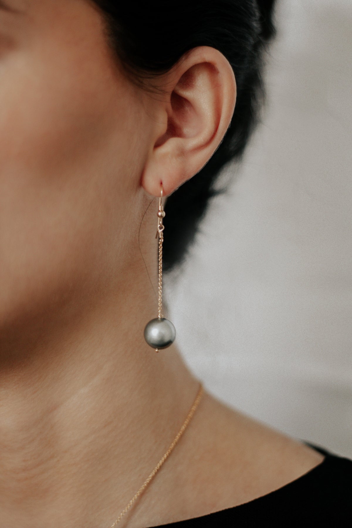 Pearl Chain Necklace & Earrings Gift Set by Vincent Peach, view 5