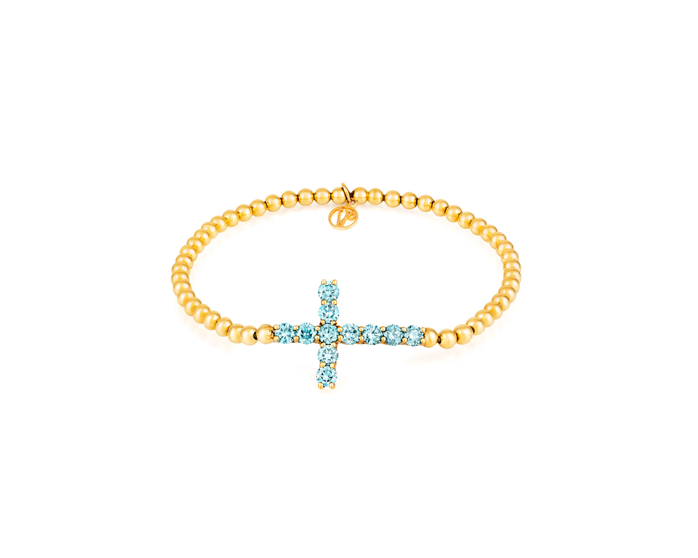 Stirata Gold Cross with Blue - Vincent Peach Fine Jewelry