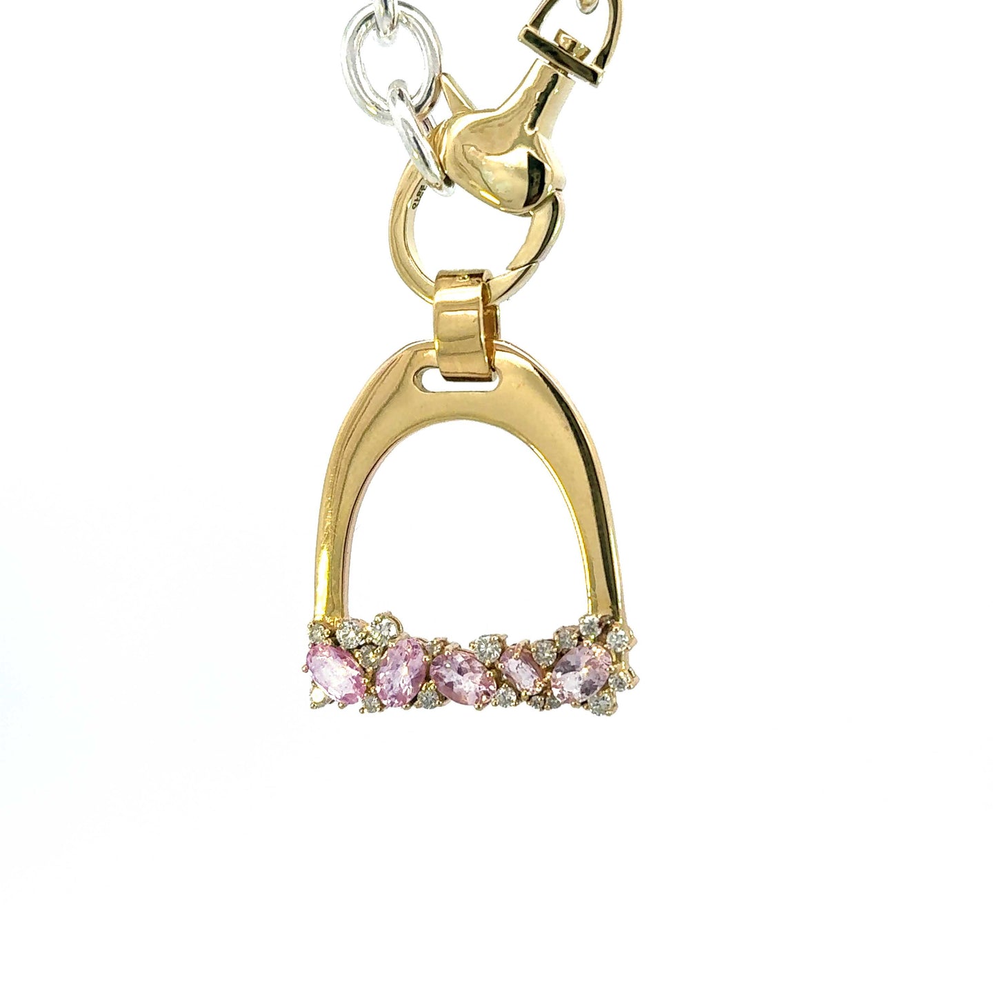 Morganite Diamond Stirrup 1.8 ct Morganite .05 carat diamond