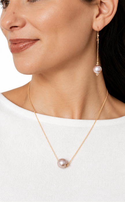 Pink Pearl Chain Necklace — pink pearl chain necklace