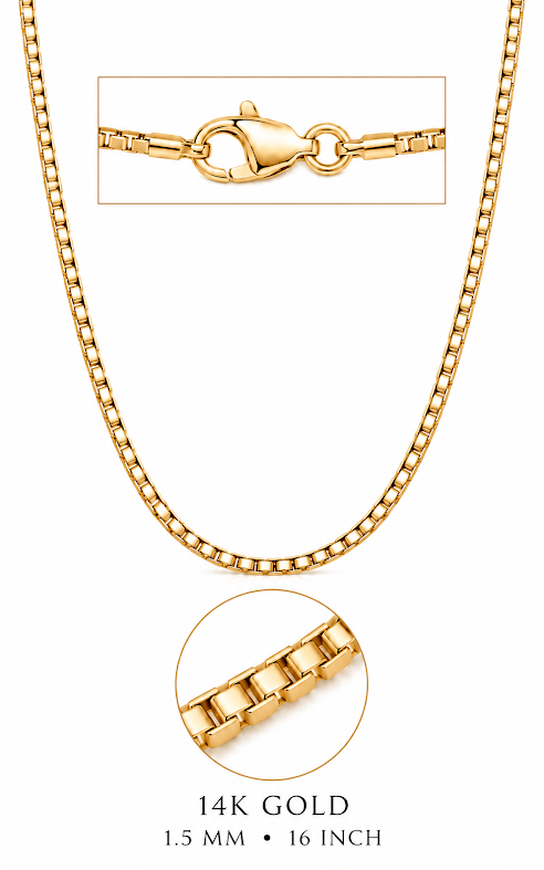 variant-chain: 14K gold Venetian box chain, 16 inch