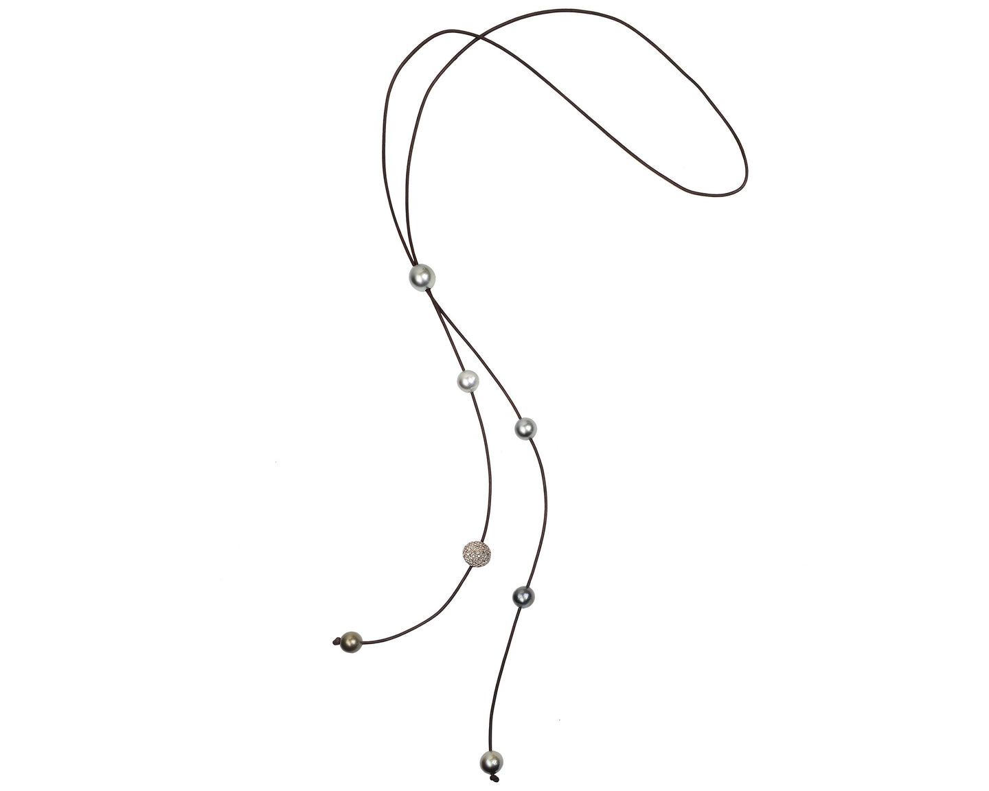 Bolo Cascade Necklace, Pavé and Tahitian - Vincent Peach Fine Jewelry