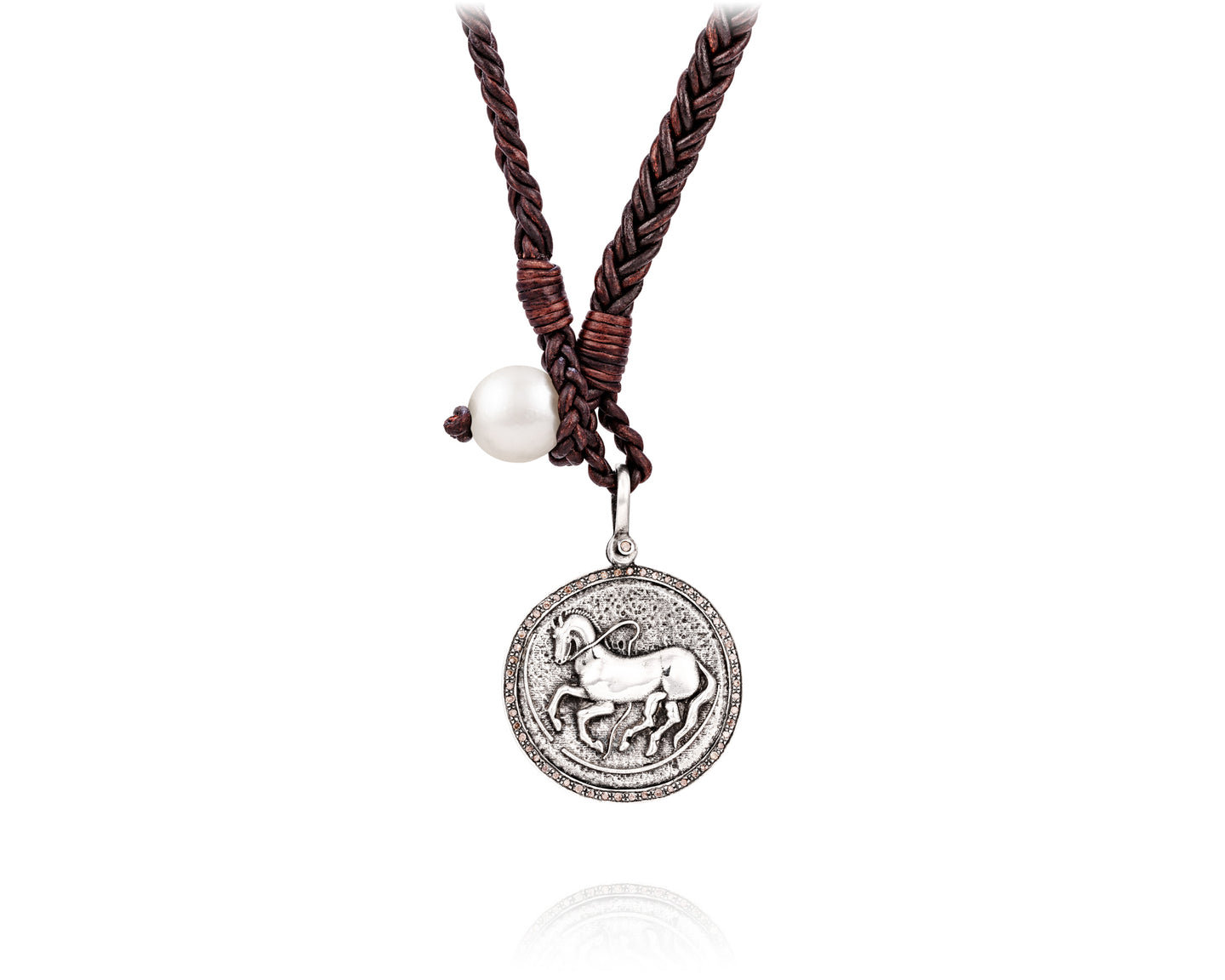Diamond Trojan Coin Necklace - Vincent Peach Fine Jewelry
