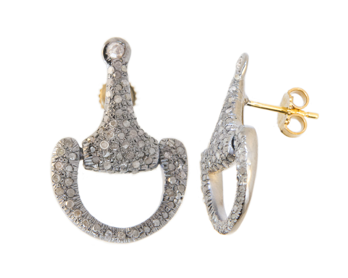 Small Equestrian Bit Earrings | Pavé - Vincent Peach Fine Jewelry