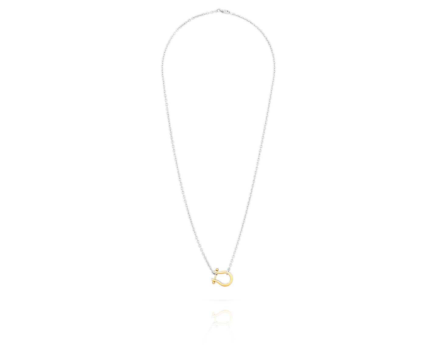 Small Shackle Charm Necklace | Two-Toned - Vincent Peach Fine Jewelry
