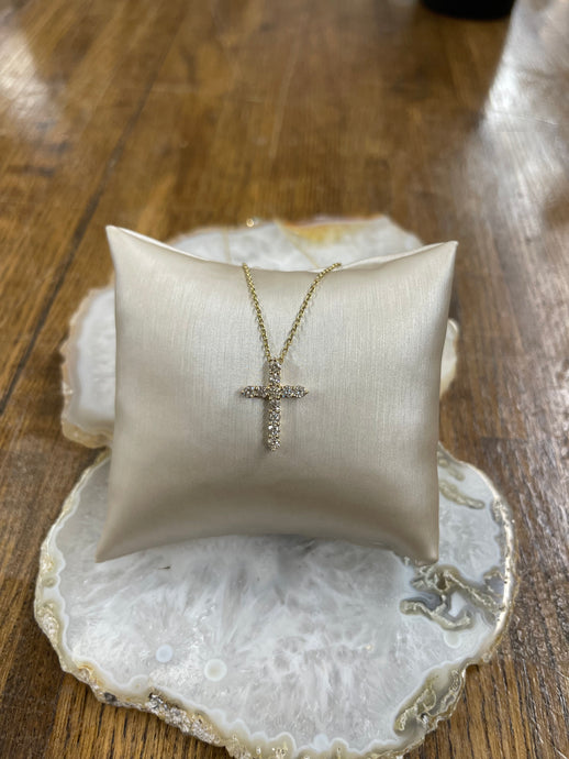 .8ct Diamond 14kt Yellow Gold Cross Necklace