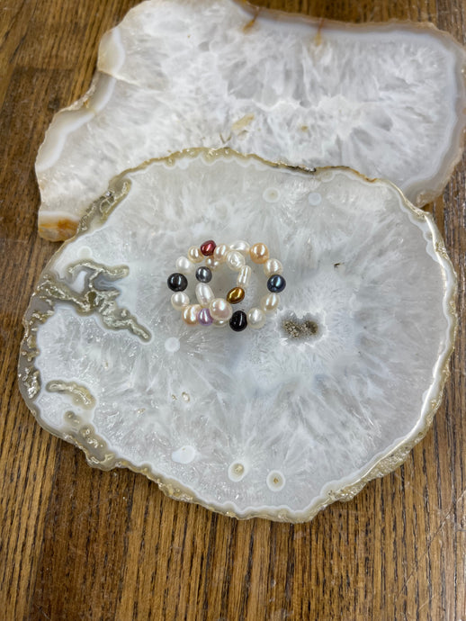 Multi-Color Freshwater Pearl Stretchy Ring - Vincent Peach Fine Jewelry