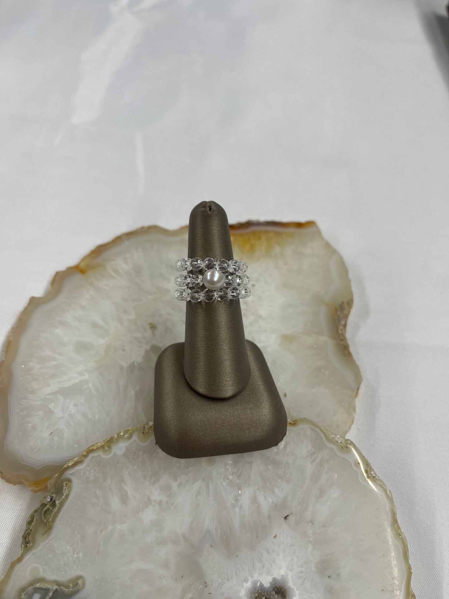 Clear Stone Stretchy Ring Set of Three