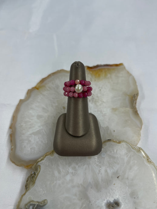 Pink Stone Stretchy Ring Set of Three - Vincent Peach Fine Jewelry