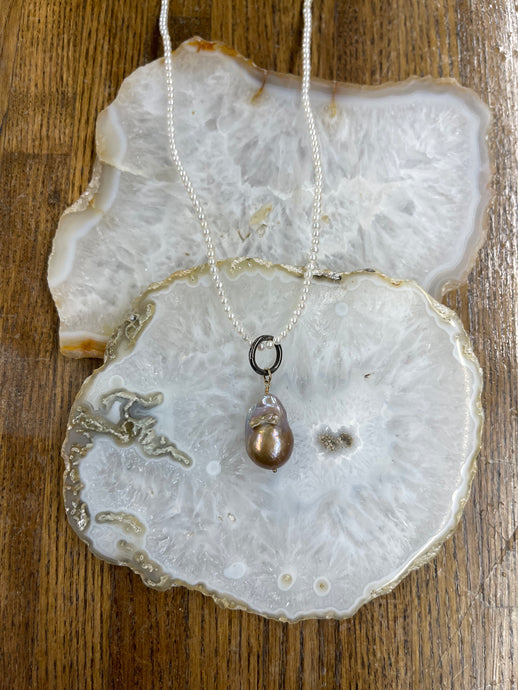 Seed Pearl Pink Pendant Necklace - Vincent Peach Fine Jewelry