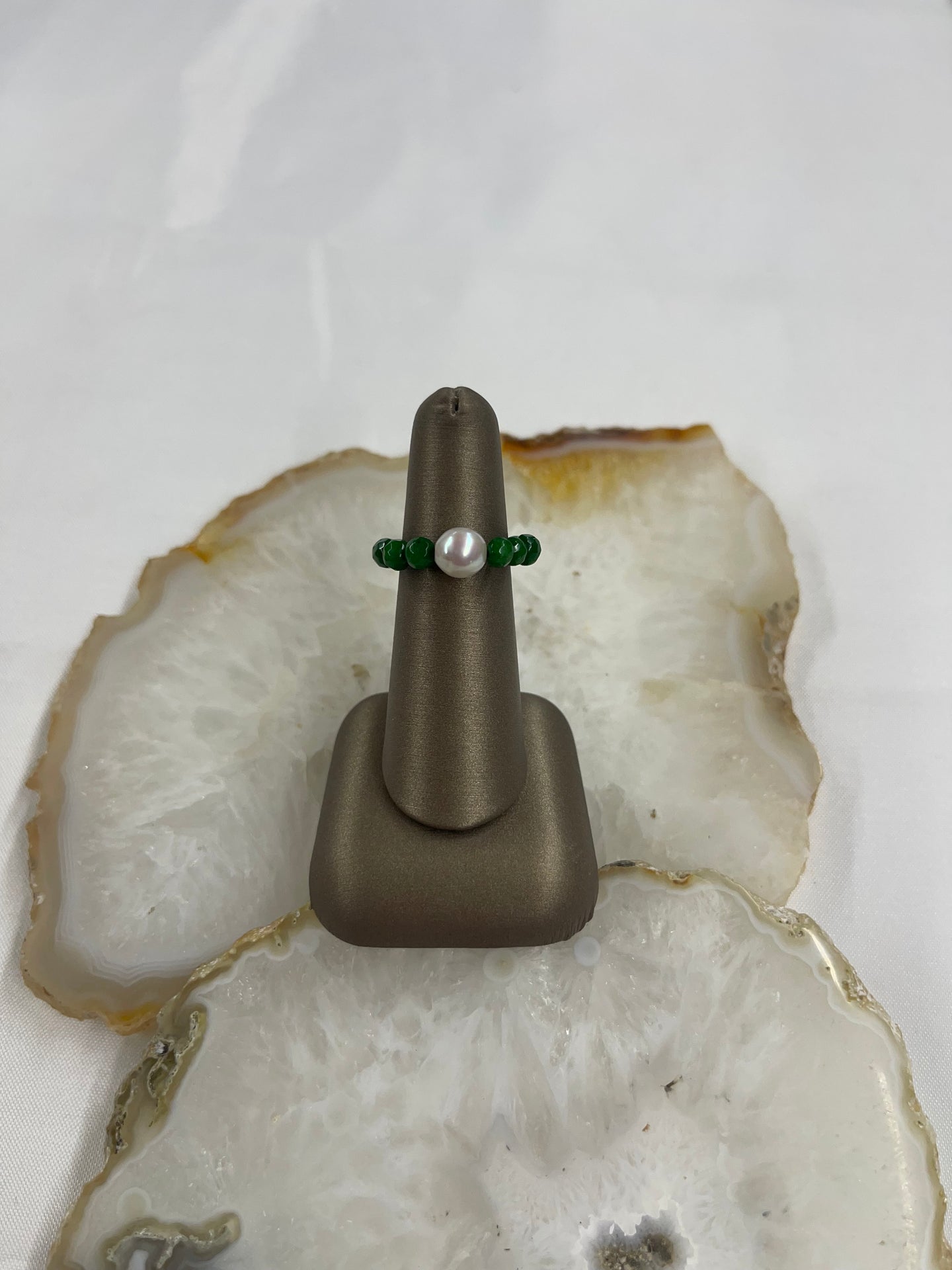 Green Stone Stretchy Ring