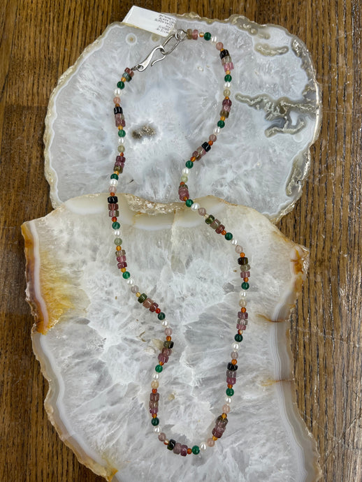 Agate/Tourmaline Freshwater Necklace