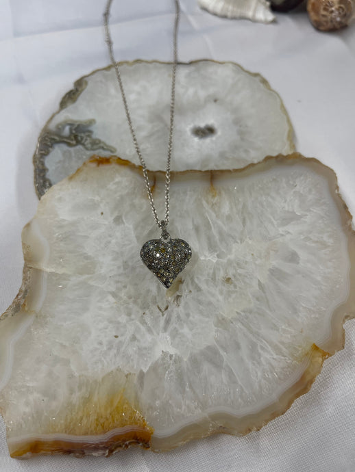 Puffy Diamond Heart Necklace