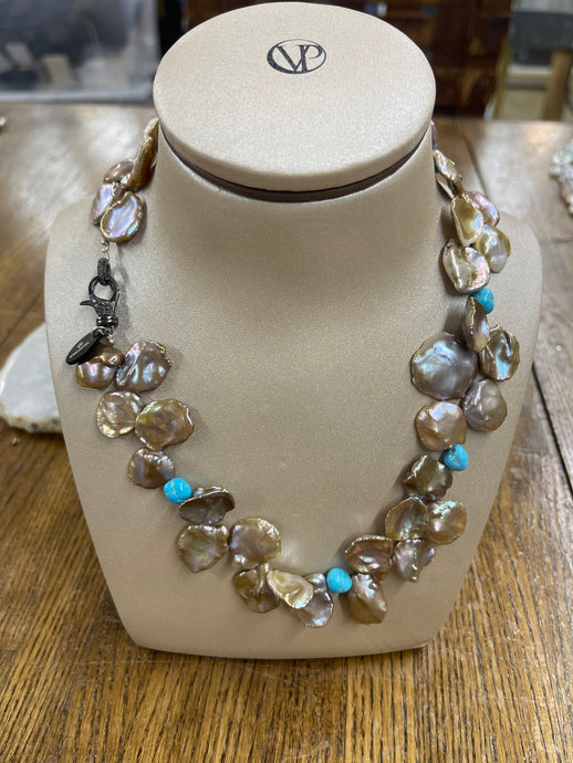 Pink Pearl/Turquoise Necklace - Vincent Peach Fine Jewelry