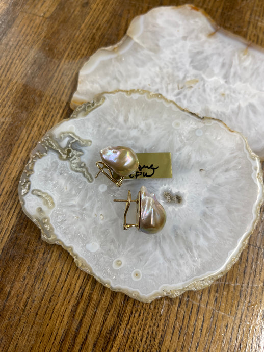 Pink Baroque Earrings 18kt yg - Vincent Peach Fine Jewelry