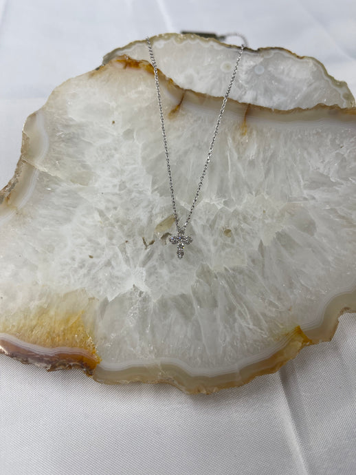 White Gold Diamond Cross Necklace