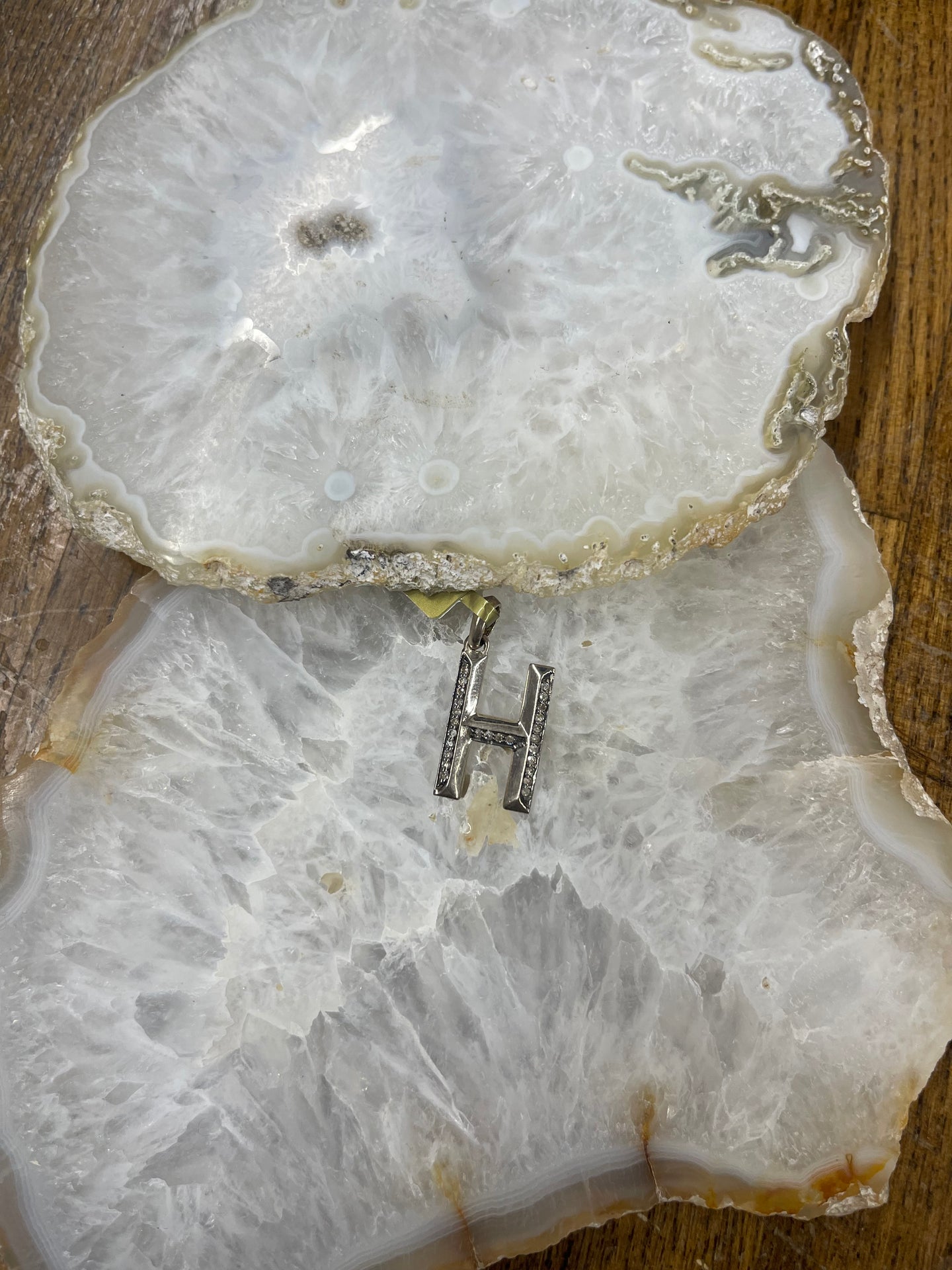 H Silver Diamond Pendant