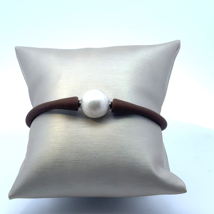 Freshwater Pearl Rubber Bracelet - Vincent Peach Fine Jewelry