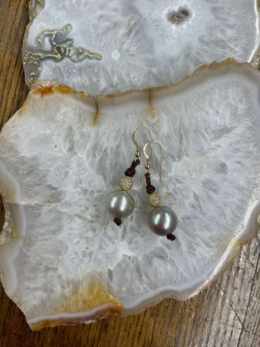 .5ct Diamond Drop Tahitian Earrings - Vincent Peach Fine Jewelry