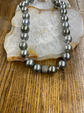 13mm Gray Tahitian Pearl/Diamond Necklace - Vincent Peach Fine Jewelry