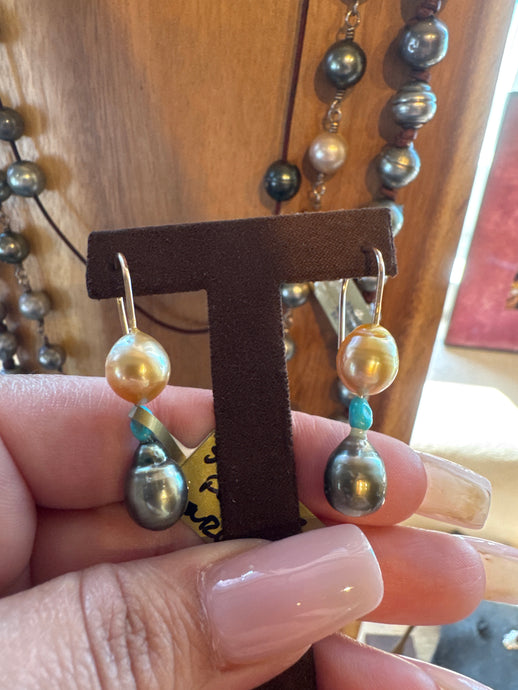 Ecclectic Australlian Turquoise  Earrings - Vincent Peach Fine Jewelry