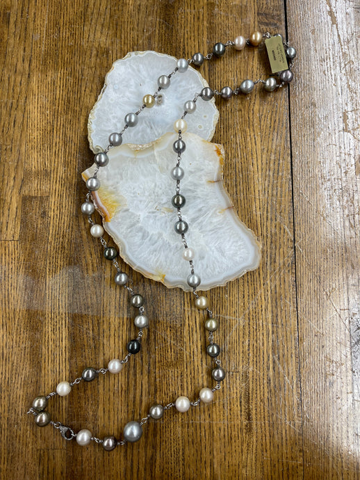 42” Tahitian Pearl Wire Wrap Necklace