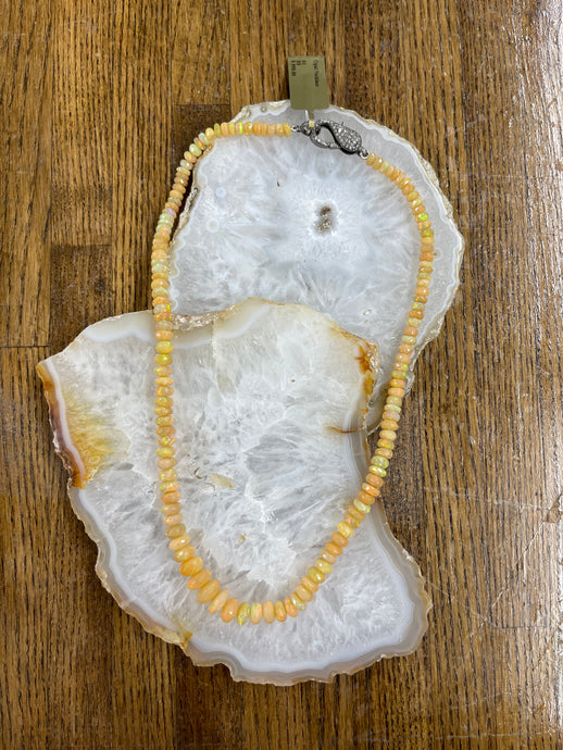 Diamond Clasp Opal Necklace