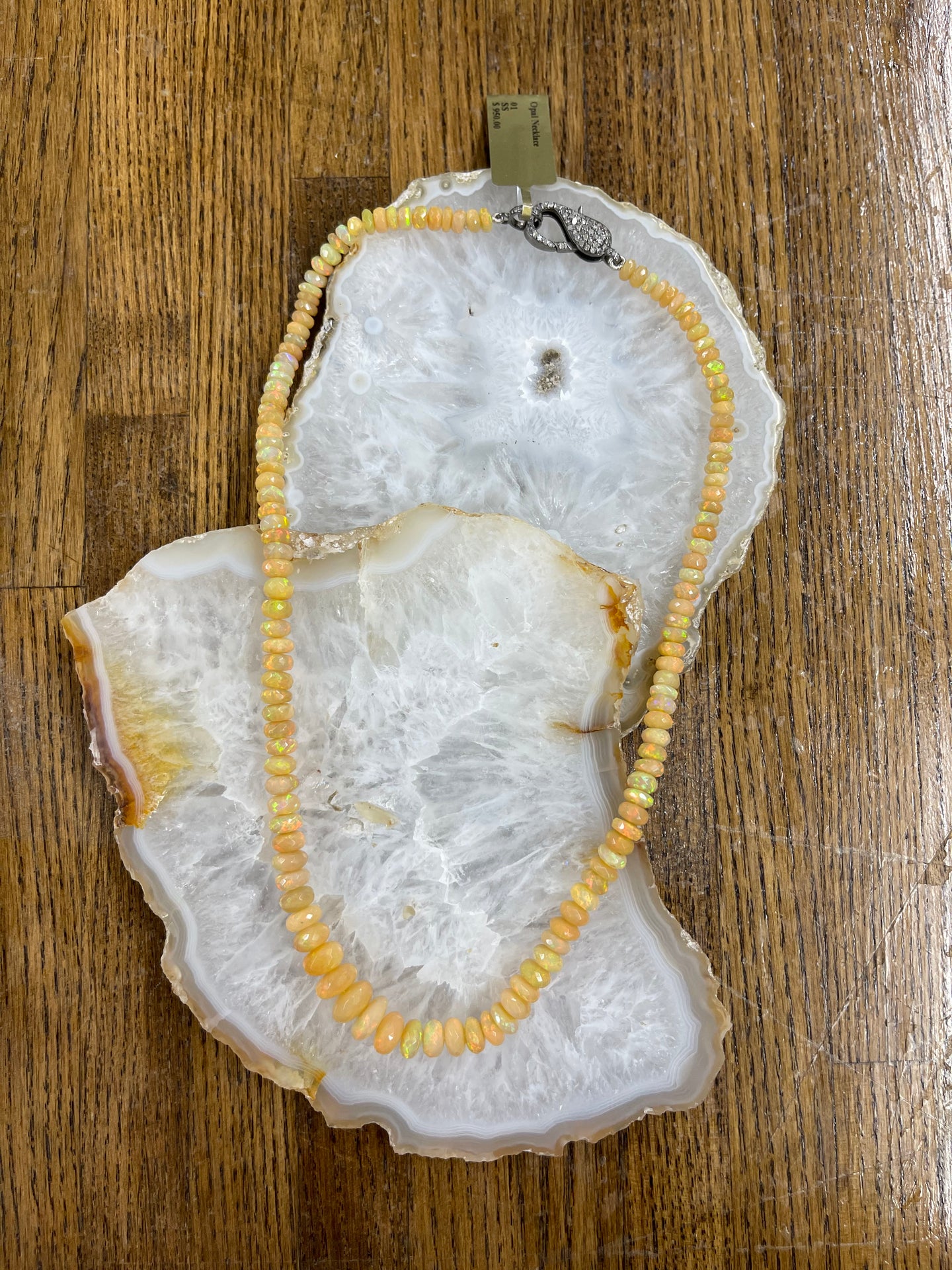 Diamond Clasp Opal Necklace
