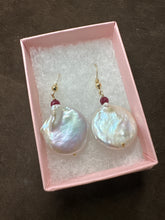 Coin Pearl Ruby Earrings