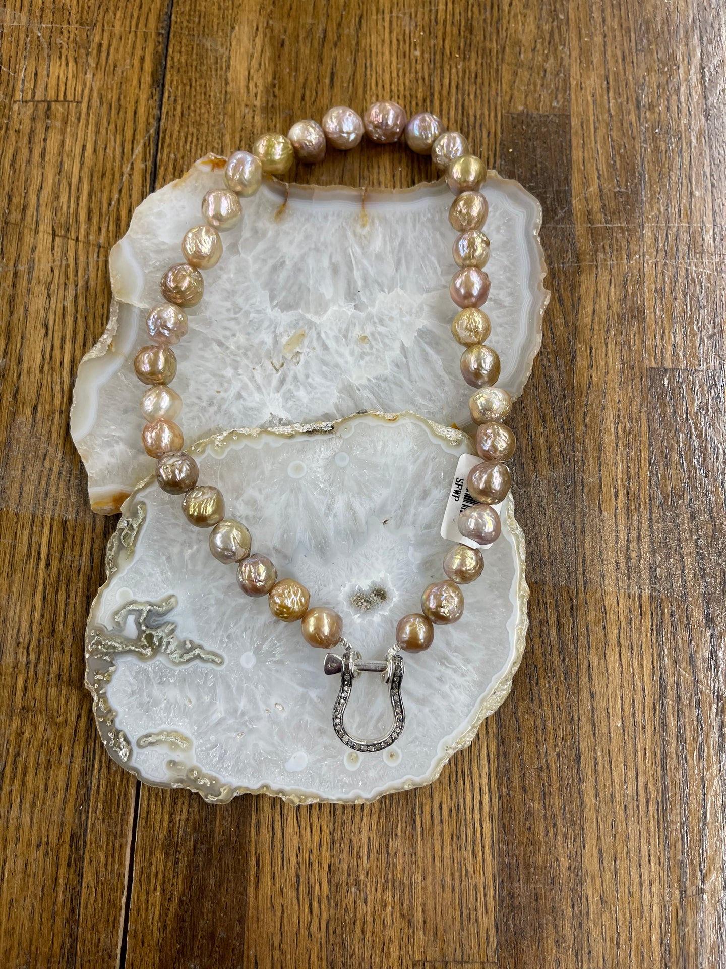 Pink Pearl Diamond Shackle Necklace