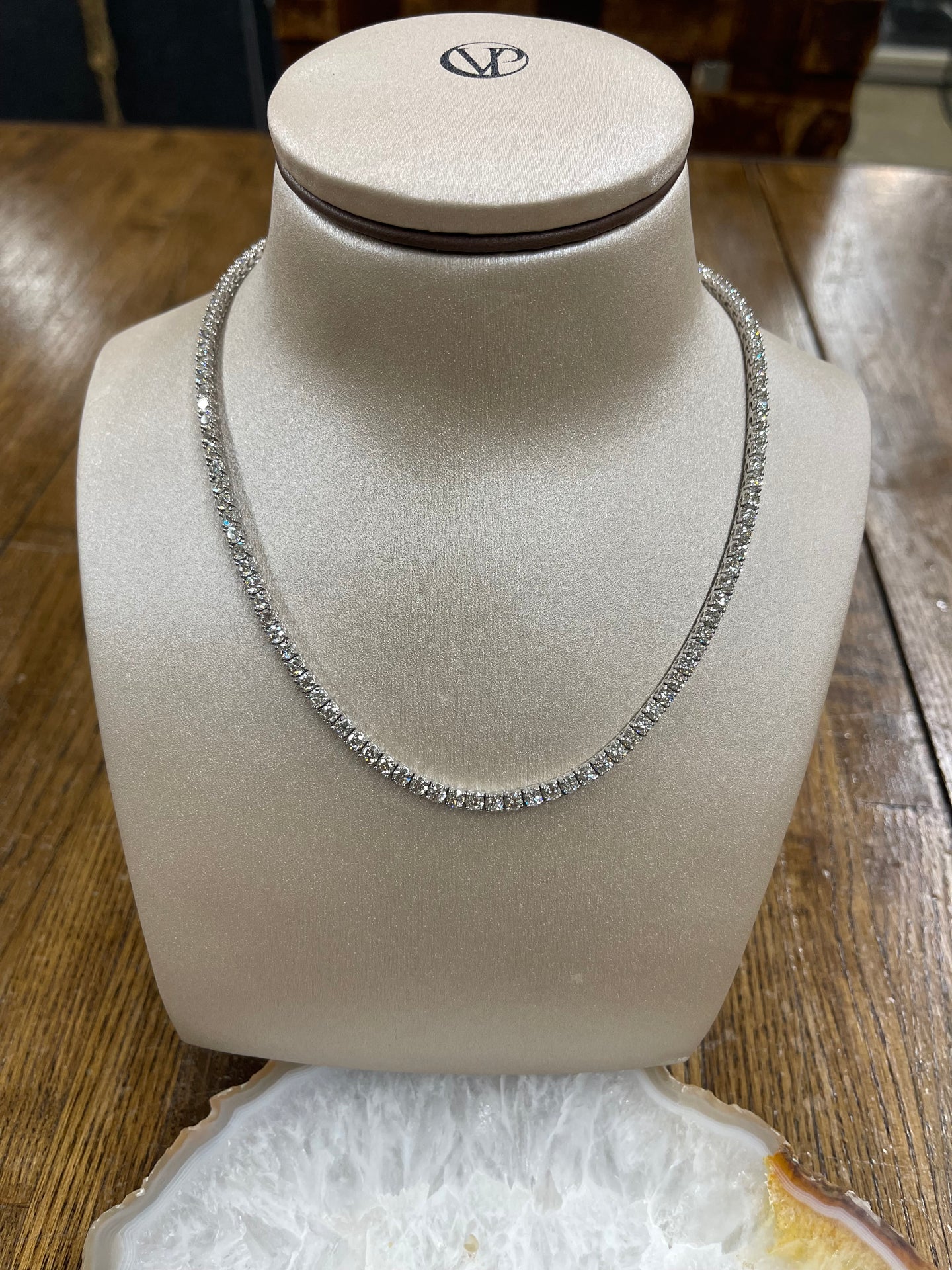 14.25ct Diamond 14kt White Gold Tennis Necklace
