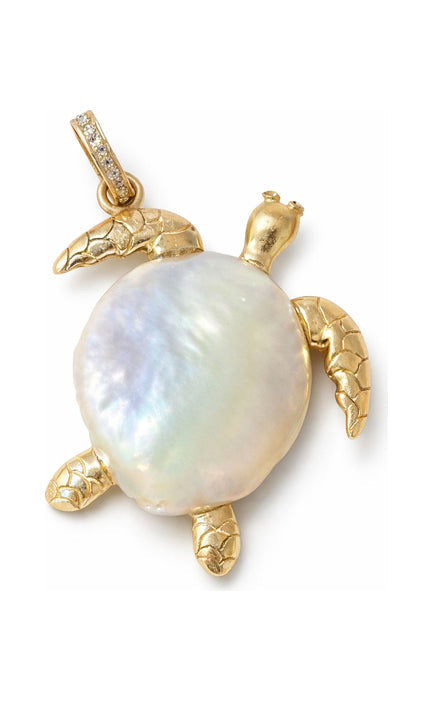 Gold Diamond Guardian Turtle Pendant by Vincent Peach