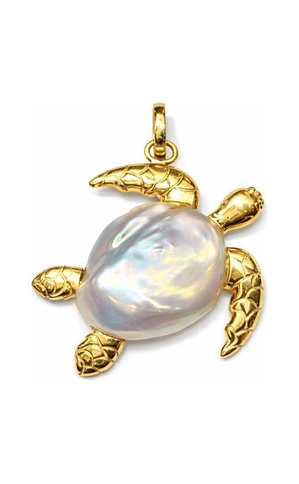 Gold Guardian Turtle Pearl Pendant by Vincent Peach