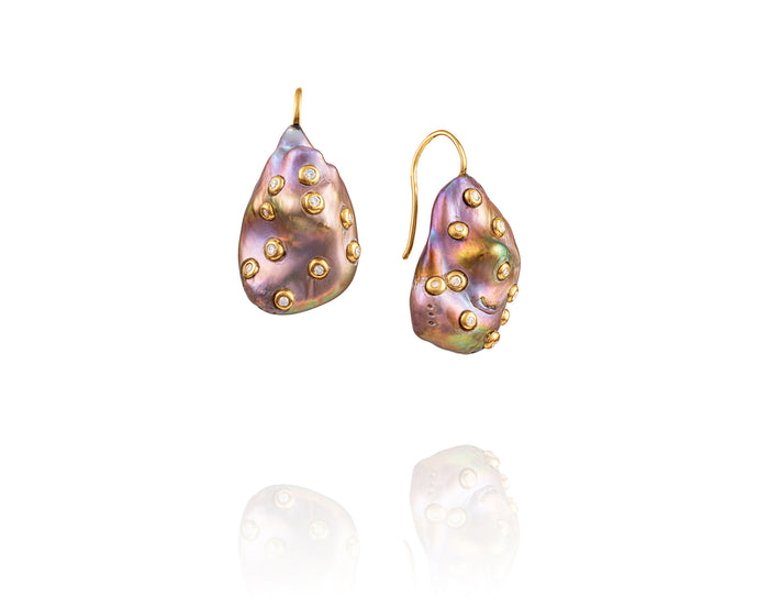 Baroque Freshwater Pearl Camelot Earrings - Vincent Peach Fine Jewelry