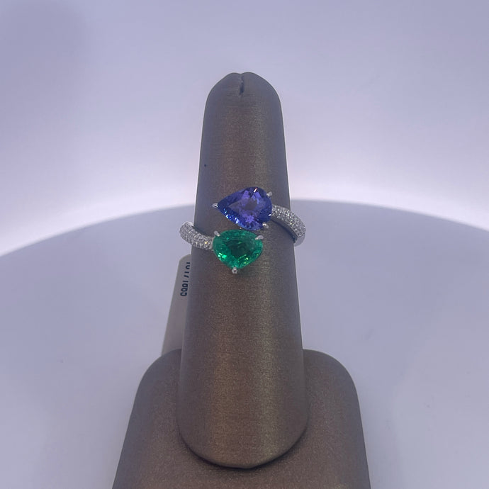 Emerald/Tanzanite 18kt Ring - Vincent Peach Fine Jewelry