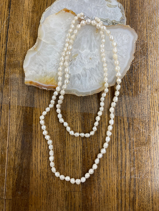 36” Baroque Freshwater Knotted Necklace - Vincent Peach Fine Jewelry